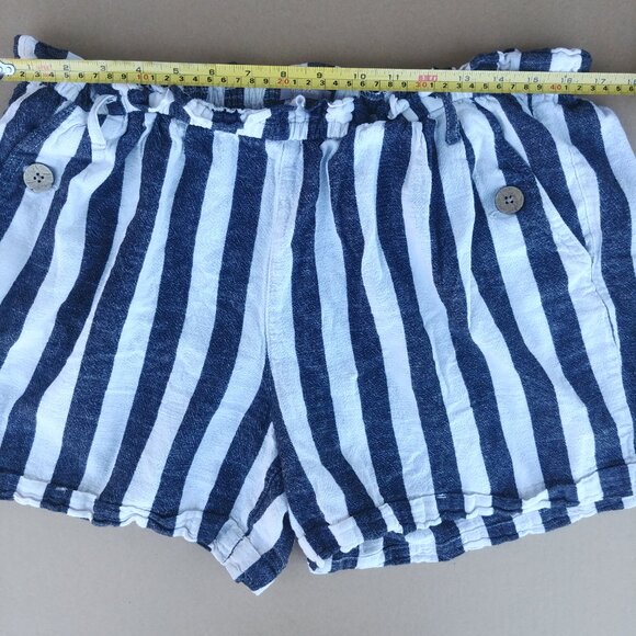 Linen cotton shorts navy blue and white stripes size 16W - Picture 11 of 15